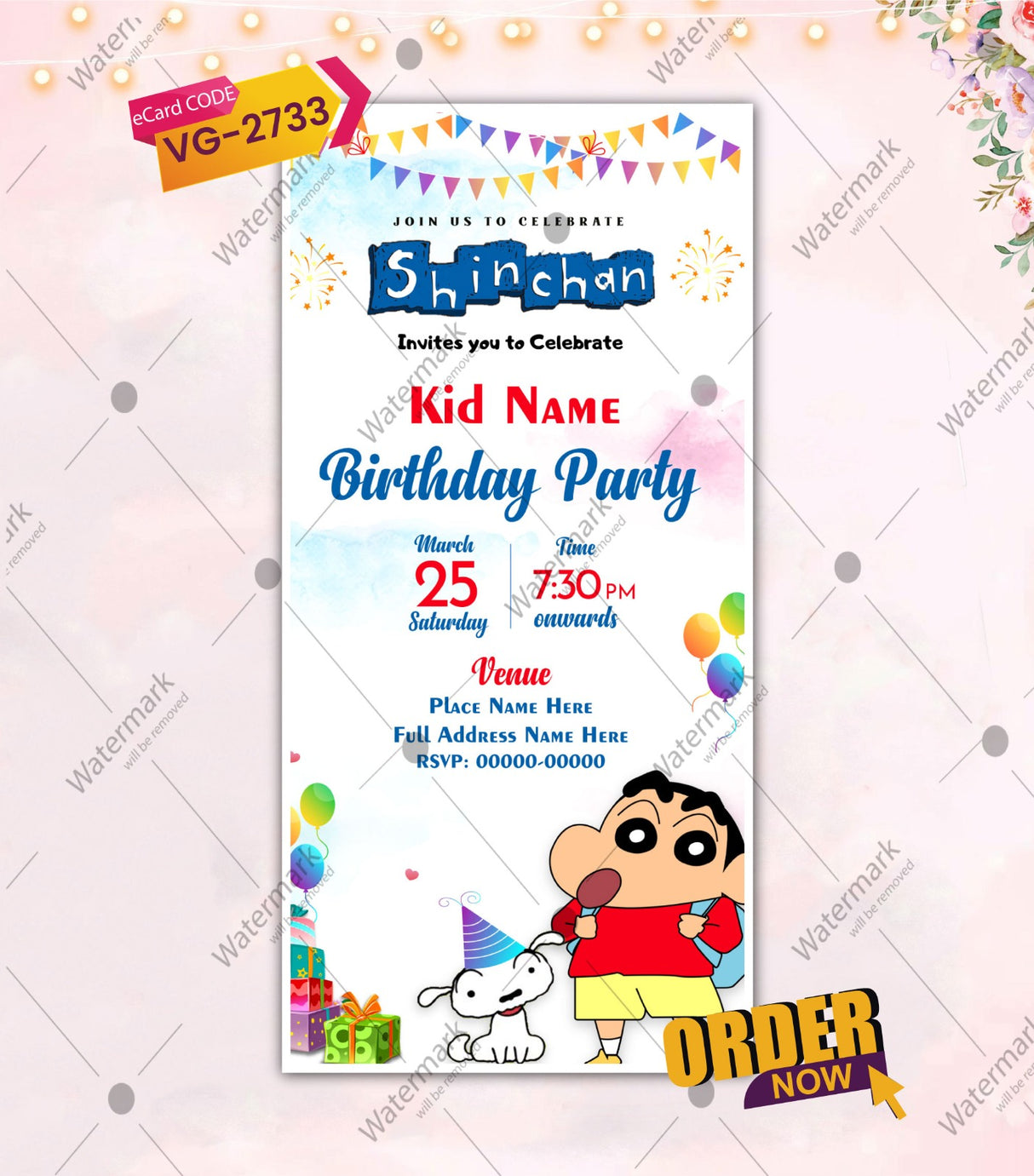 Shinchan Birthday Invitation Card