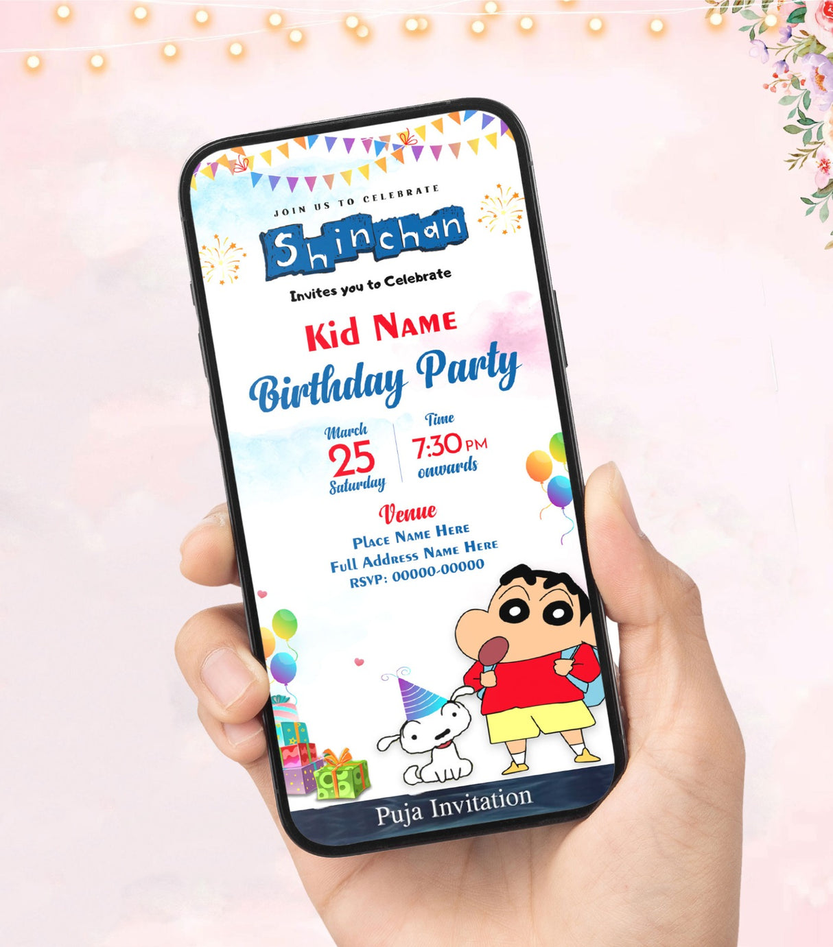 Shinchan Birthday Invitation Card