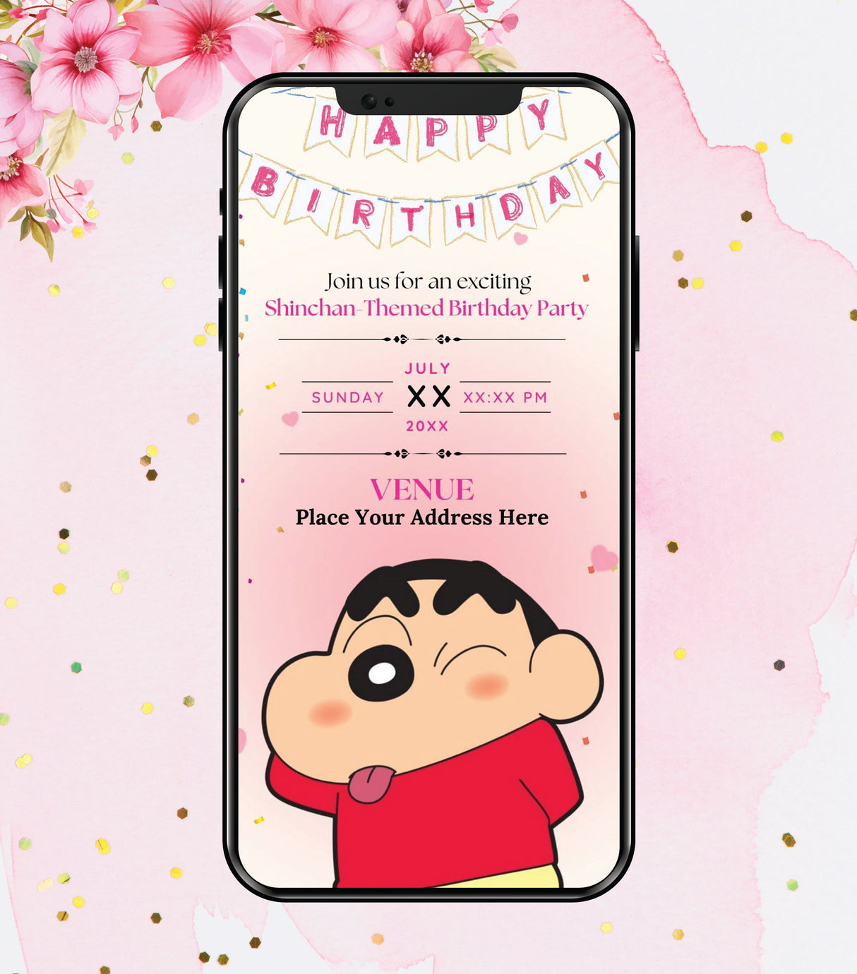 Shinchan Birthday Invitation Card