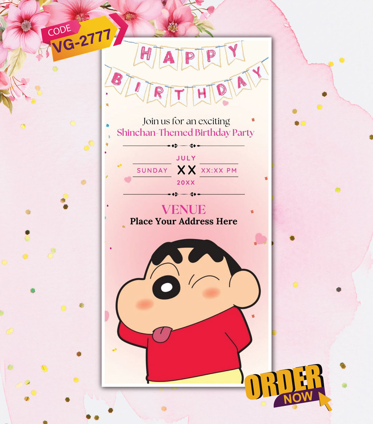 Shinchan Birthday Invitation Card