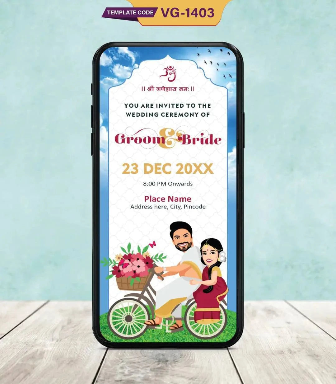 South Indian Caricature Wedding Invitation Card