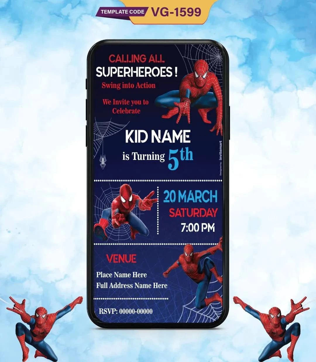 Spiderman Theme Birthday Invitation Card