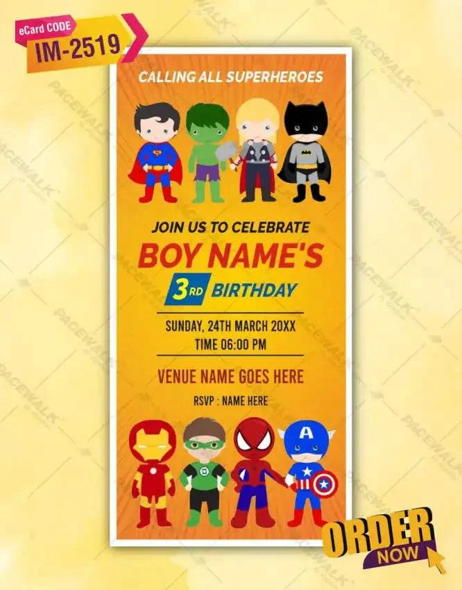 Superhero Birthday Invitation