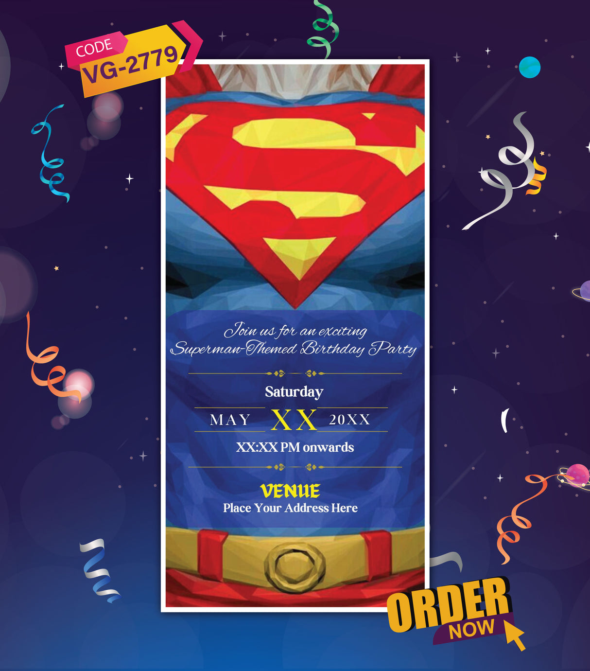 Superman Birthday Invitation Card