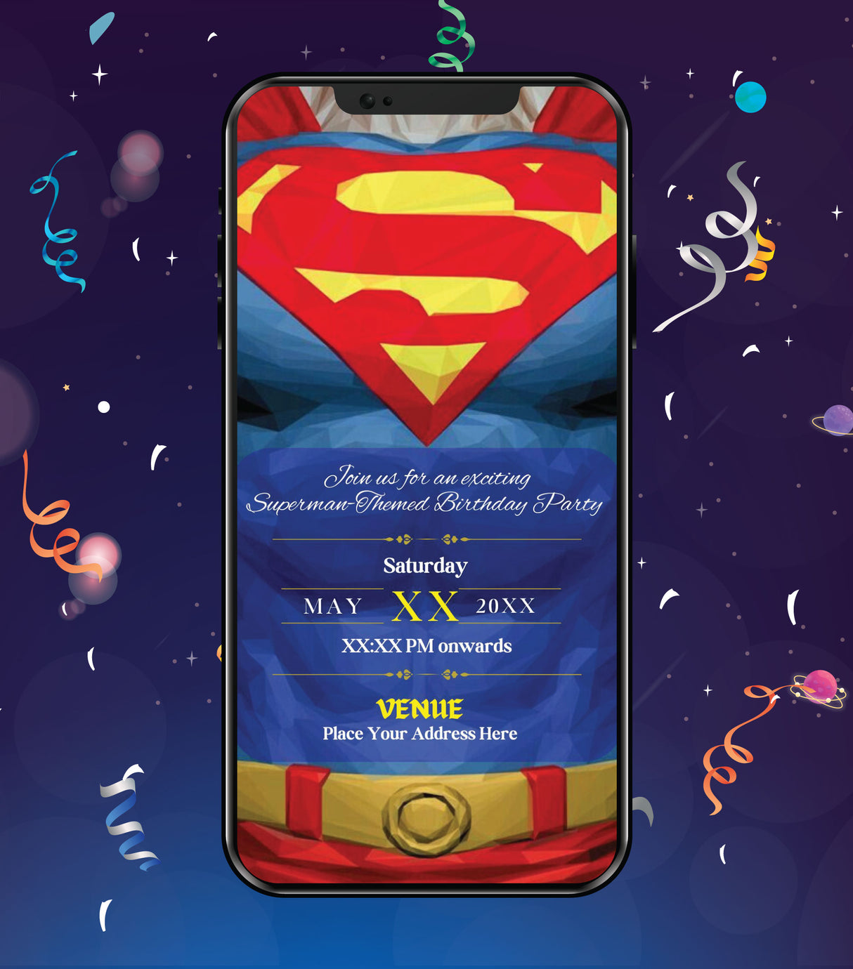 Superman Birthday Invitation Card