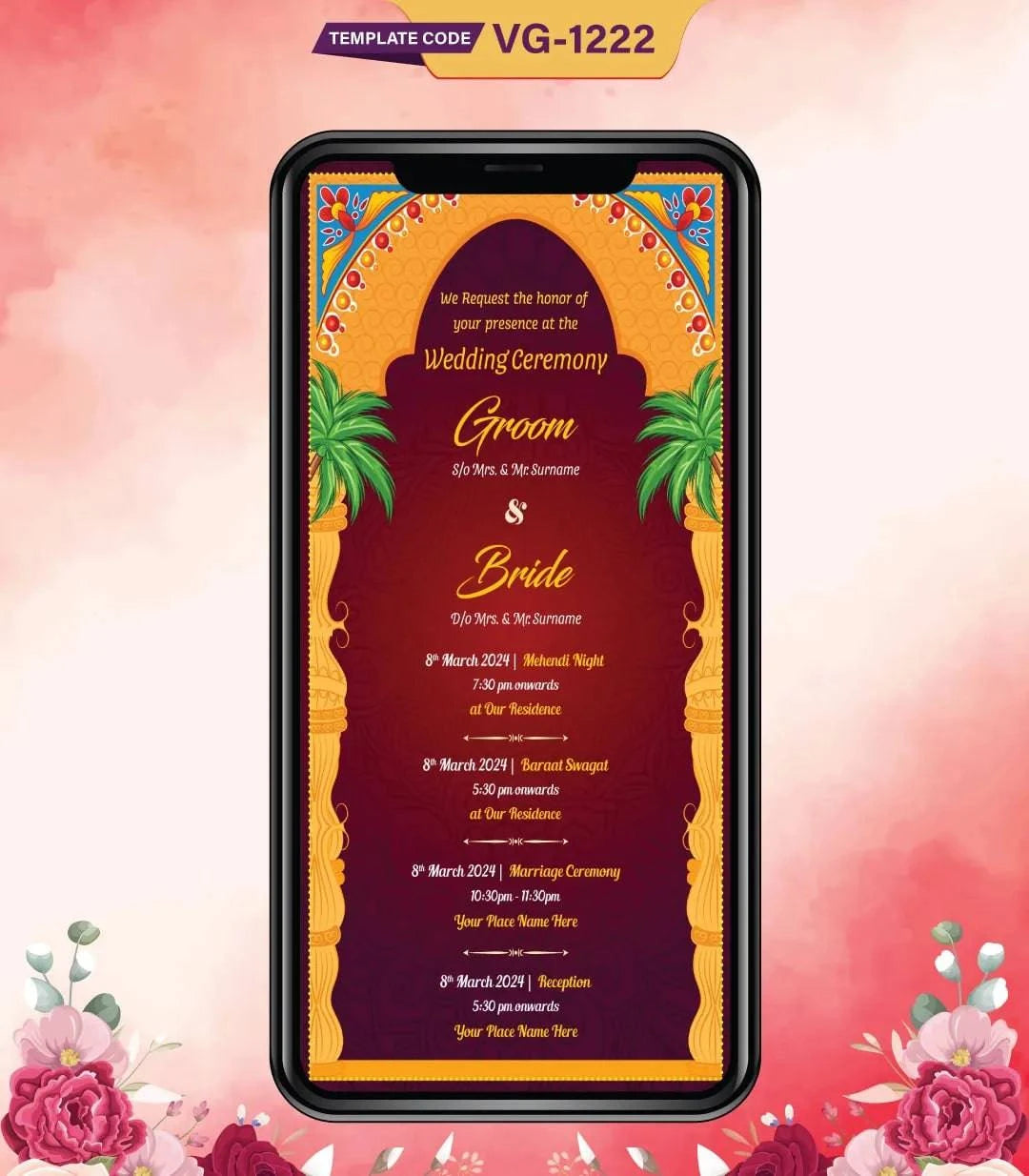 Tamil Couple Cartoon Wedding Invitation Card