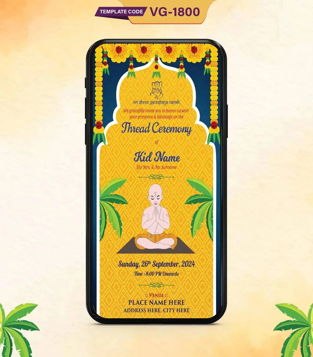 Thread Ceremony Invitation Card