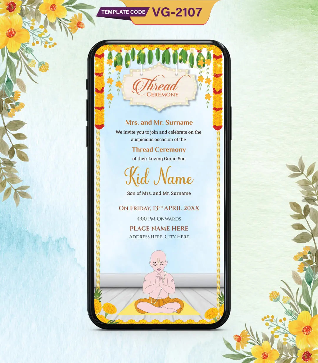 Thread Ceremony Invite Card