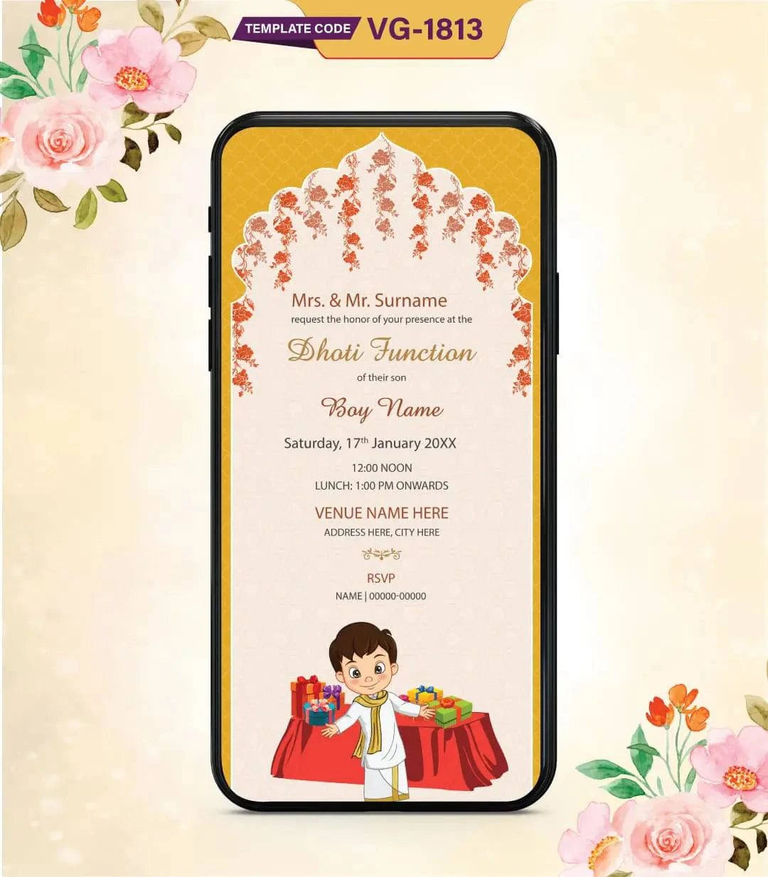 Traditional Dhoti Ceremony Invitation