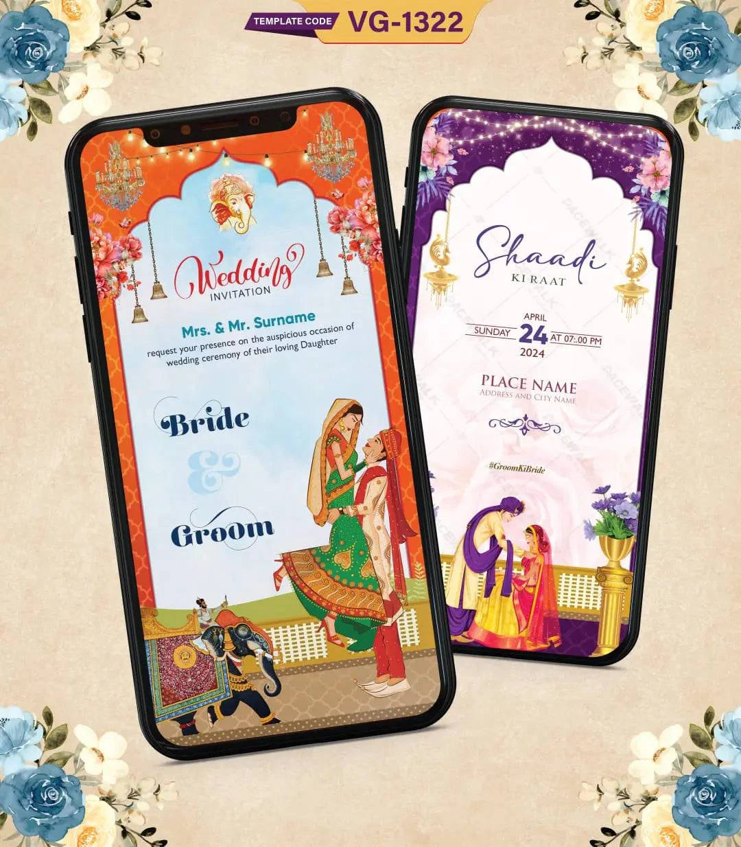 Traditional Wedding Invitation PDF Cards