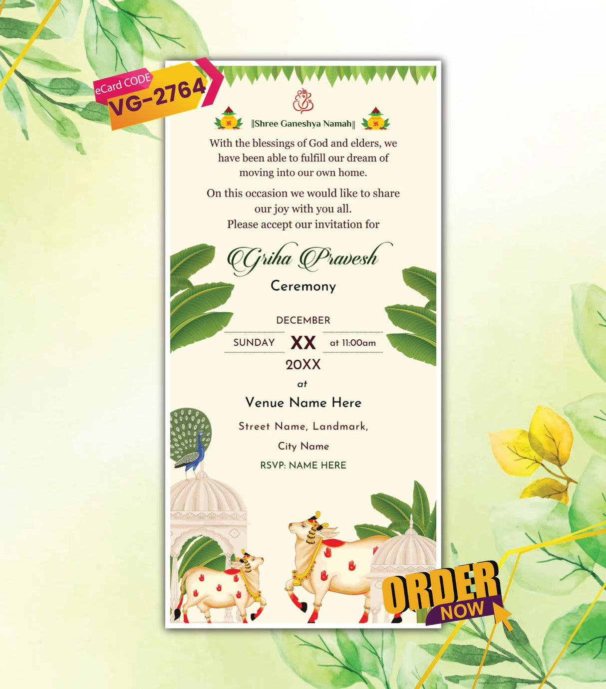 Traditional Griha Pravesh Invitation Card