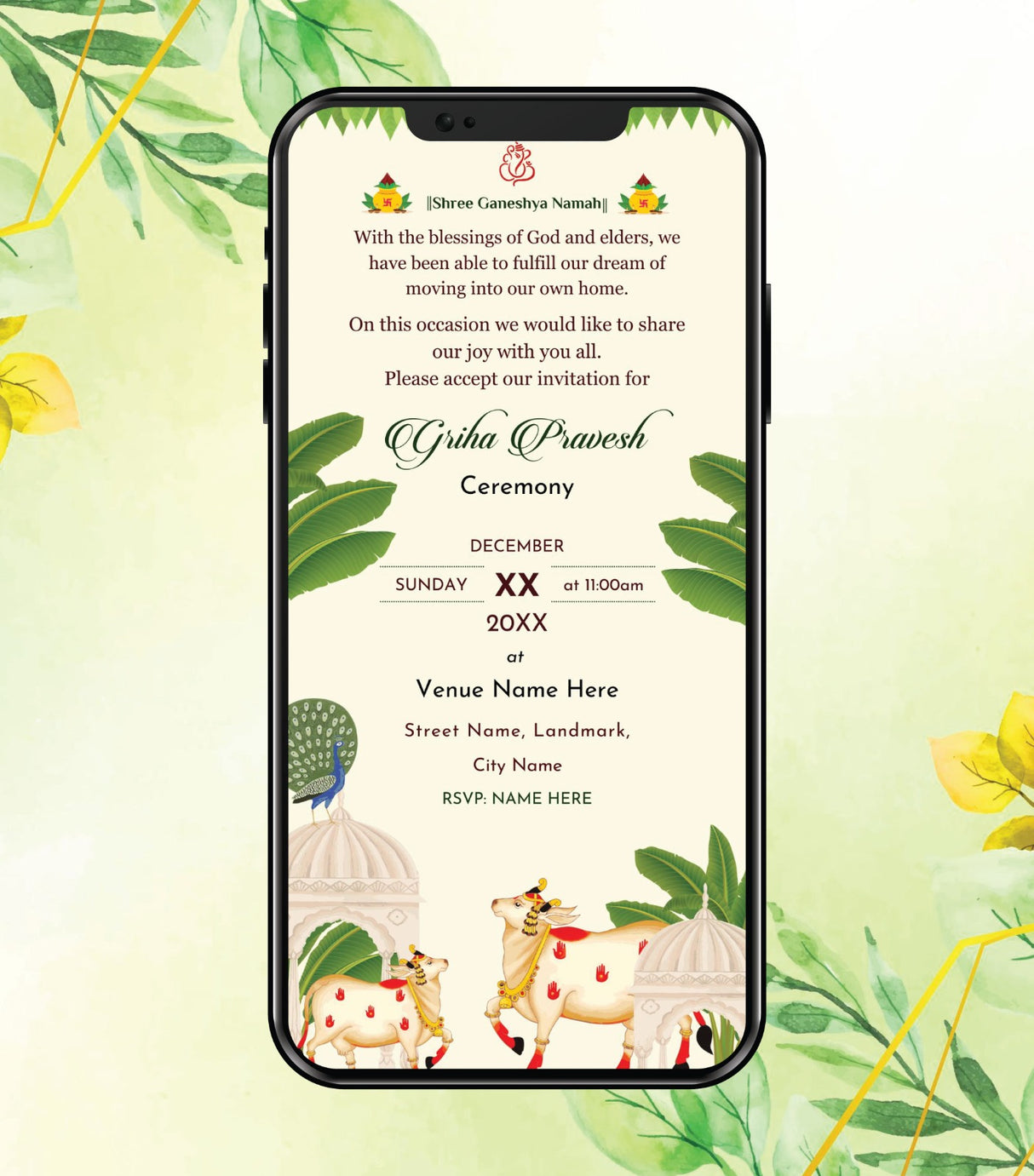 Traditional Griha Pravesh Invitation Card