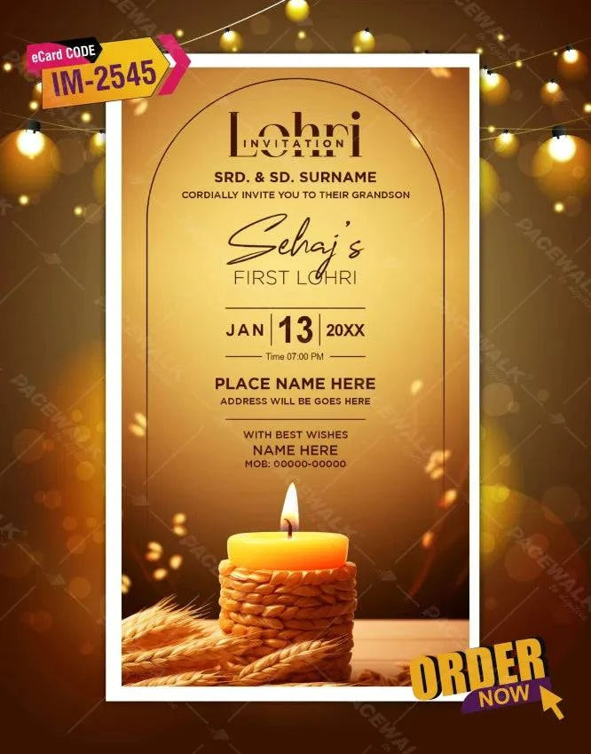 Traditional First Lohri Invitation Card
