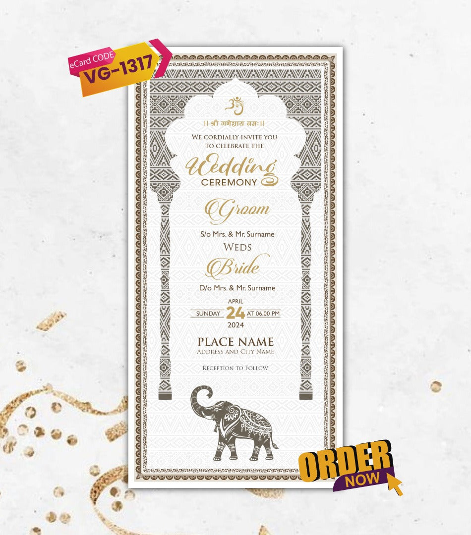 Traditional Wedding Ceremony Invitation Card