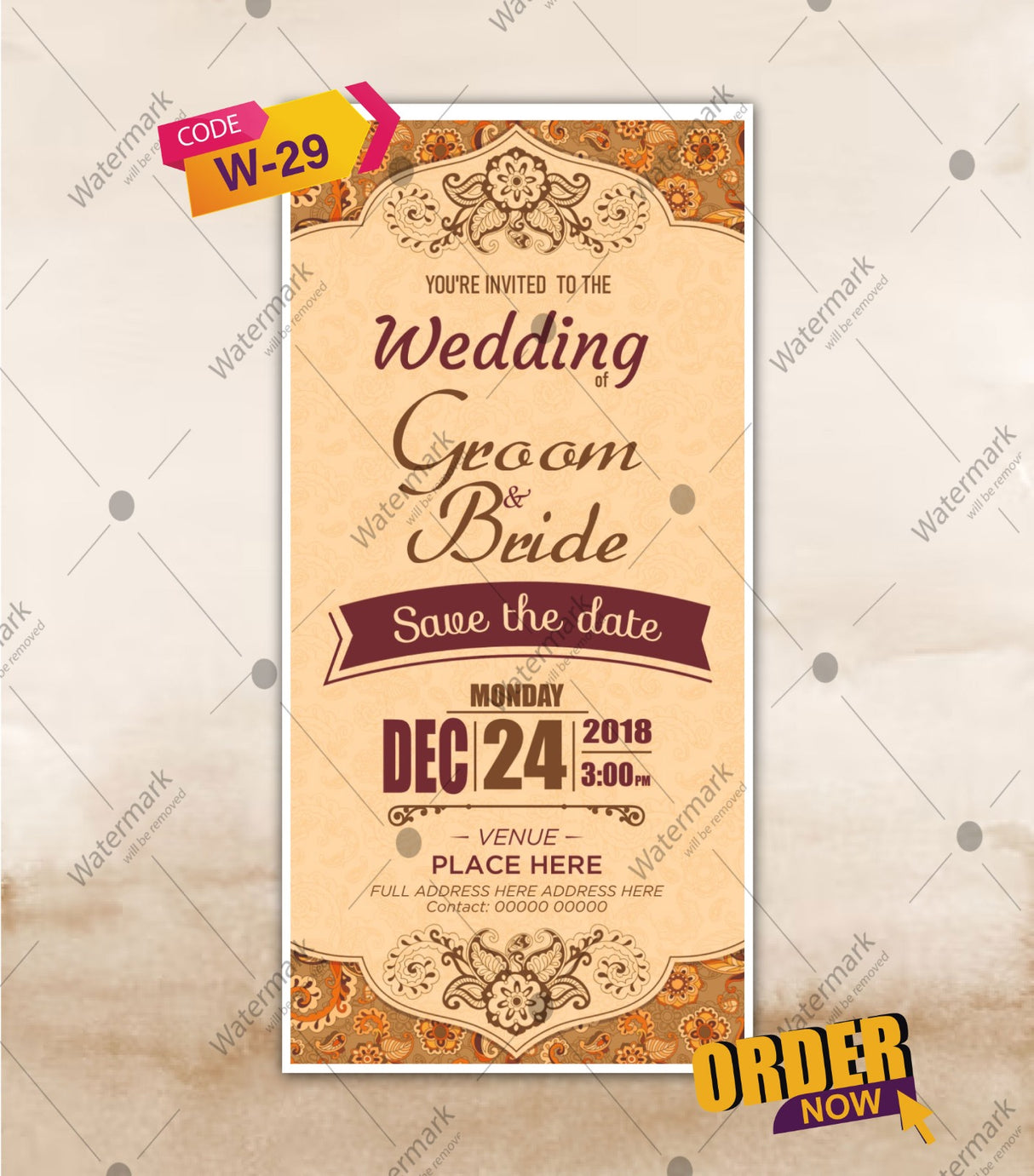 Traditional wedding Invites For Mobile