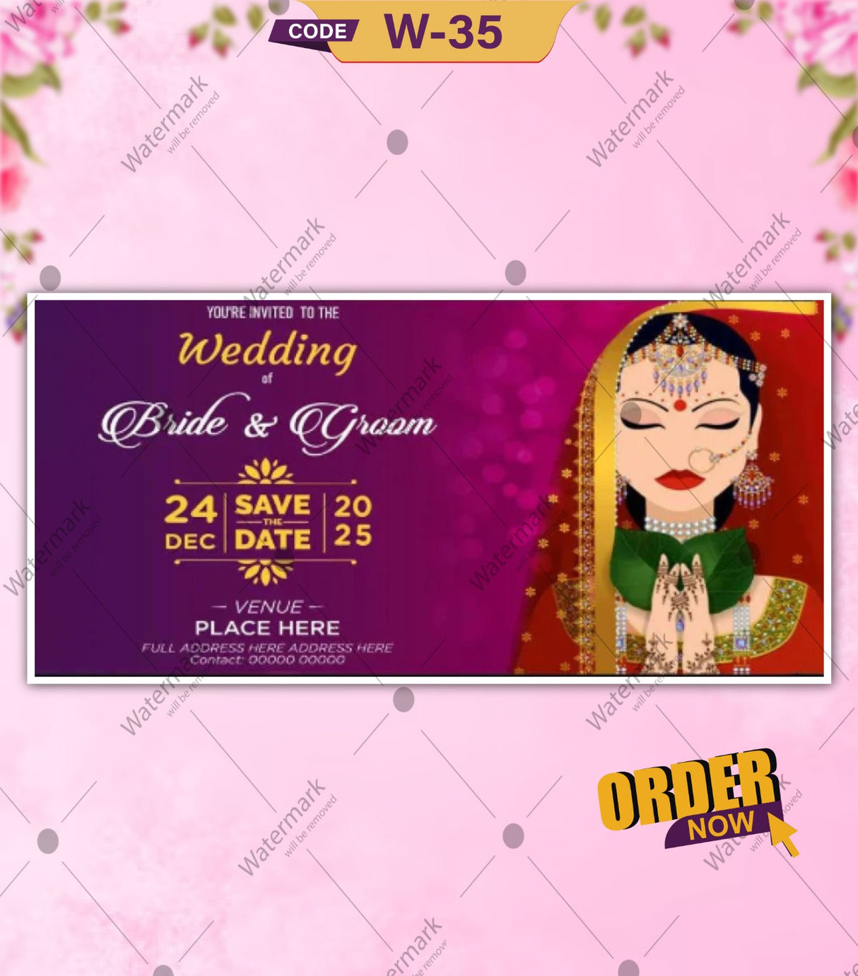 Traditional wedding invitation ecard bride side