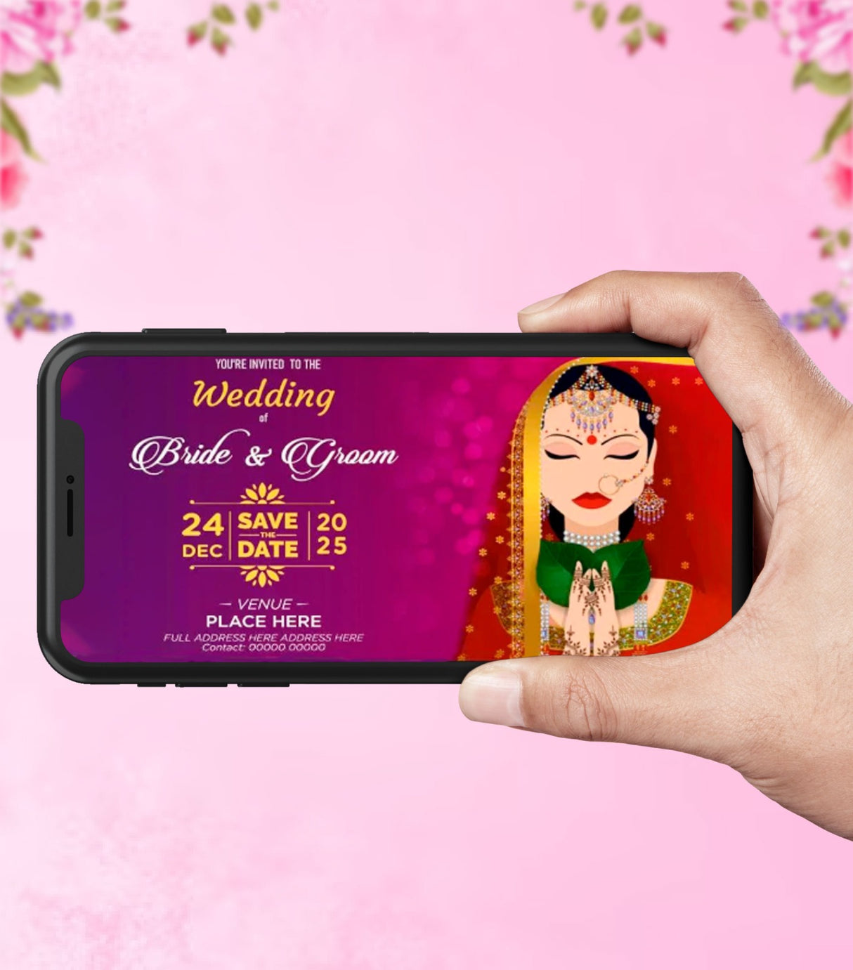 Traditional wedding invitation ecard bride side