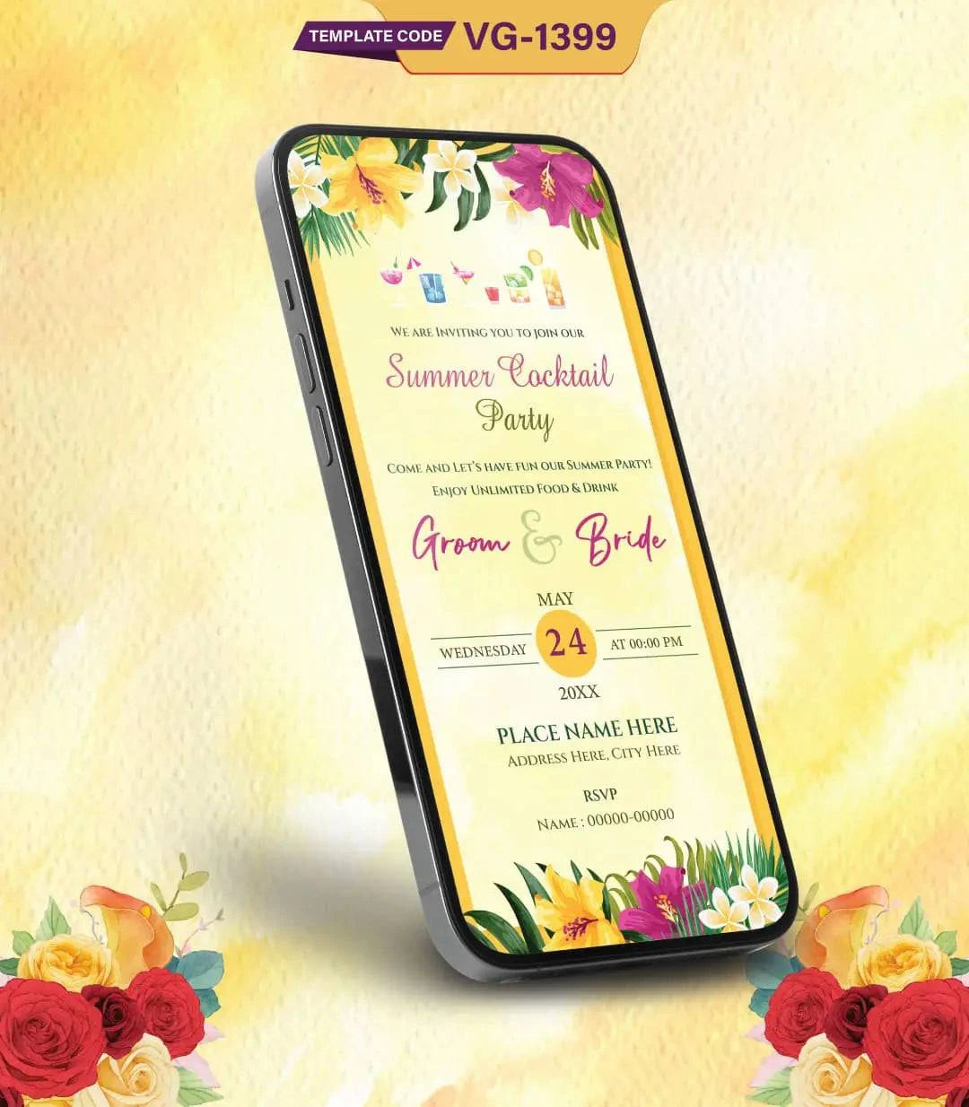 Tropical Summer Cocktail Party Invitation
