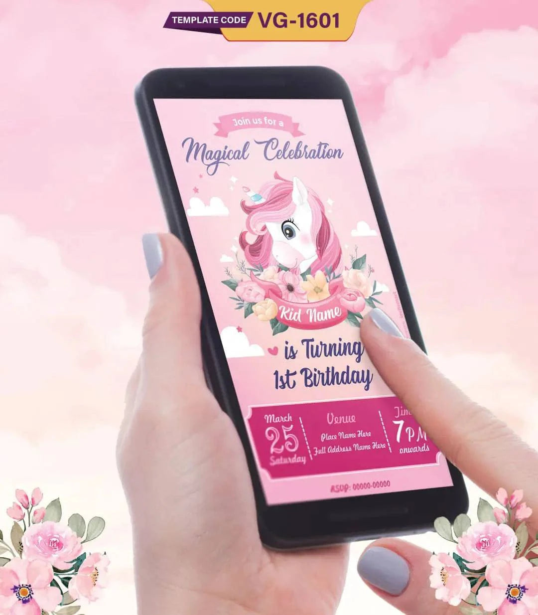 Unicorn Birthday Invitation Card