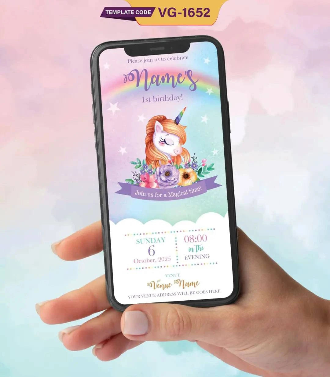 Unicorn Birthday Party Invitation Templates