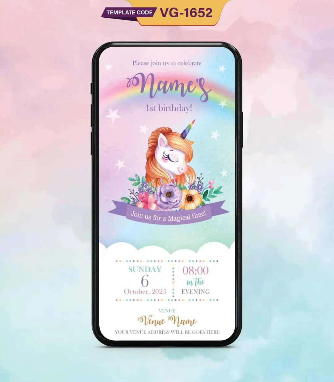 Unicorn Birthday Party Invitation Templates