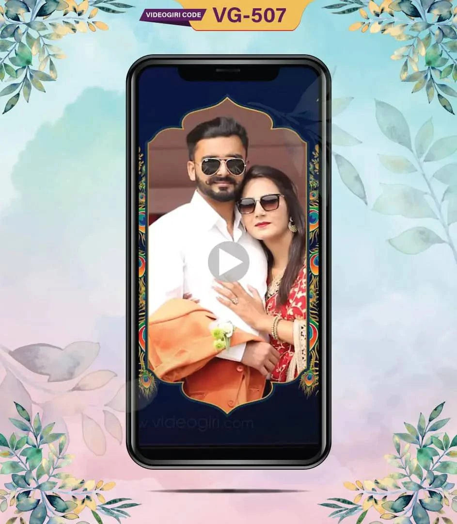 Vertical Peacock Theme Wedding Invitation Video