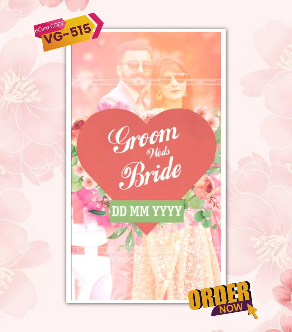 Vertical Floral Wedding Invitation Video