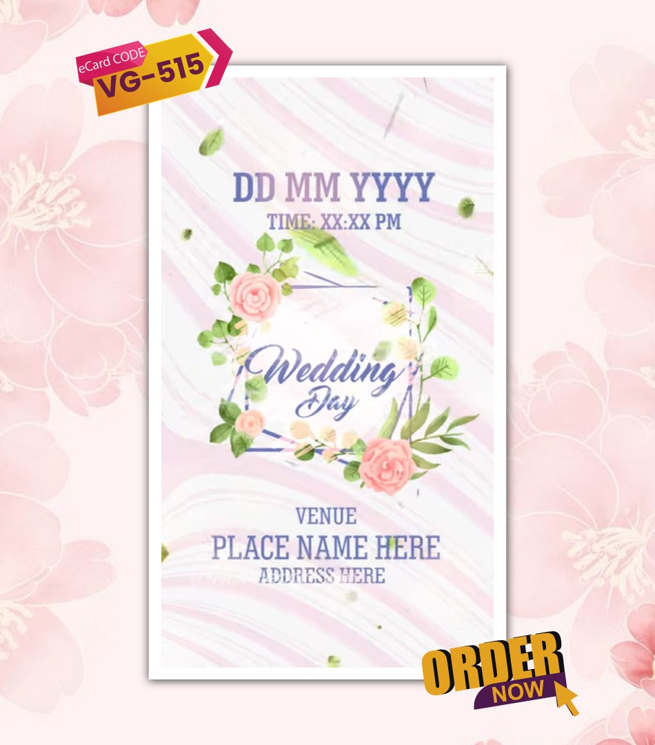 Vertical Floral Wedding Invitation Video