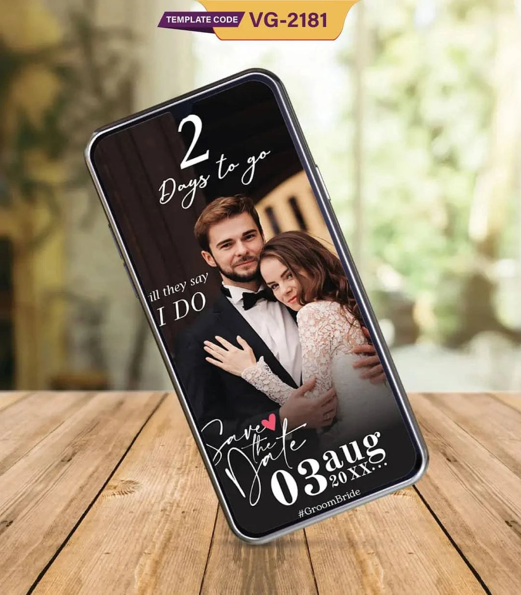 Elegant Wedding Countdown Invitation Save the Date Digital Card