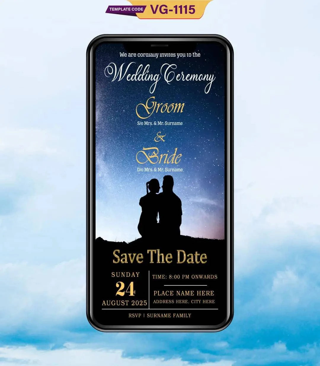 Wedding Invitation Starry Night