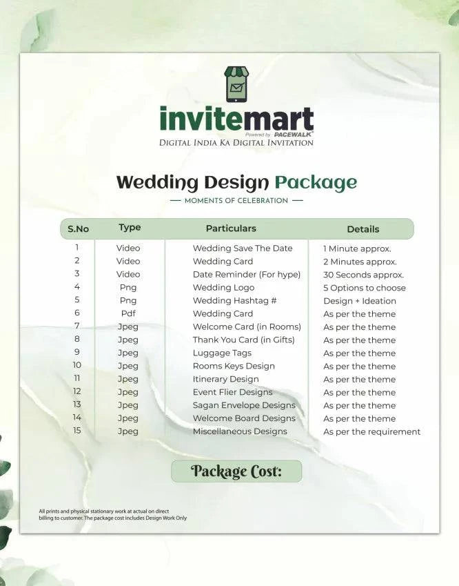 Wedding Itinerary Package Design