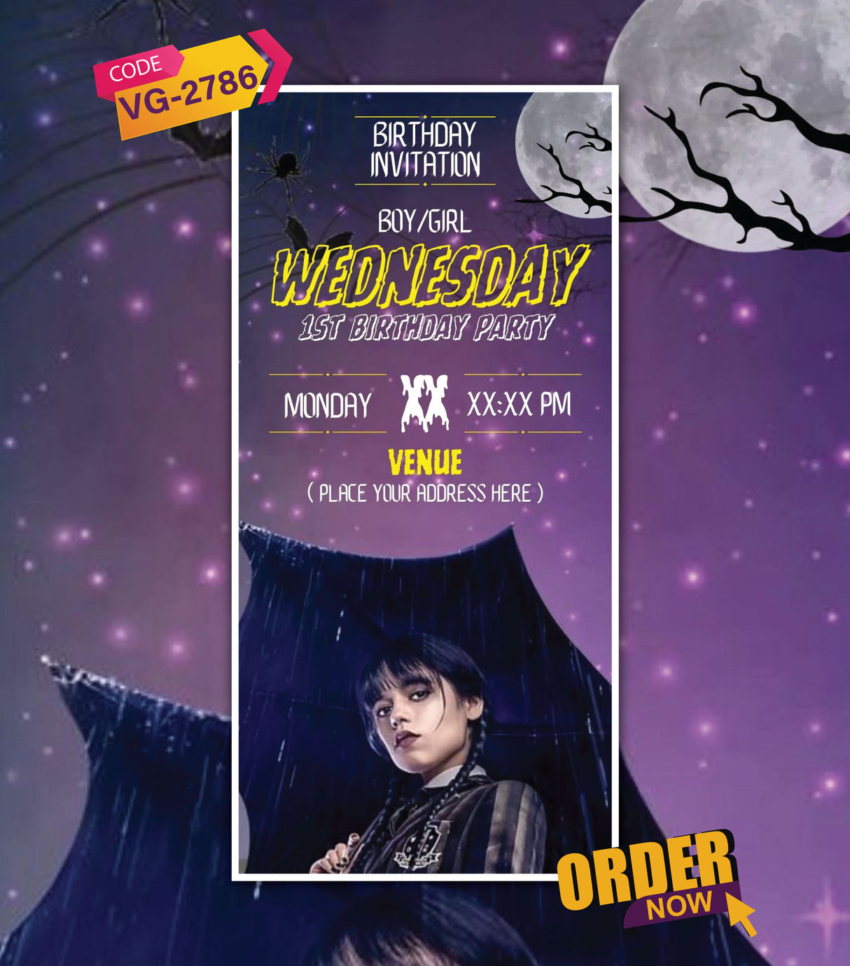 Wednesday Addams Birthday Invitation