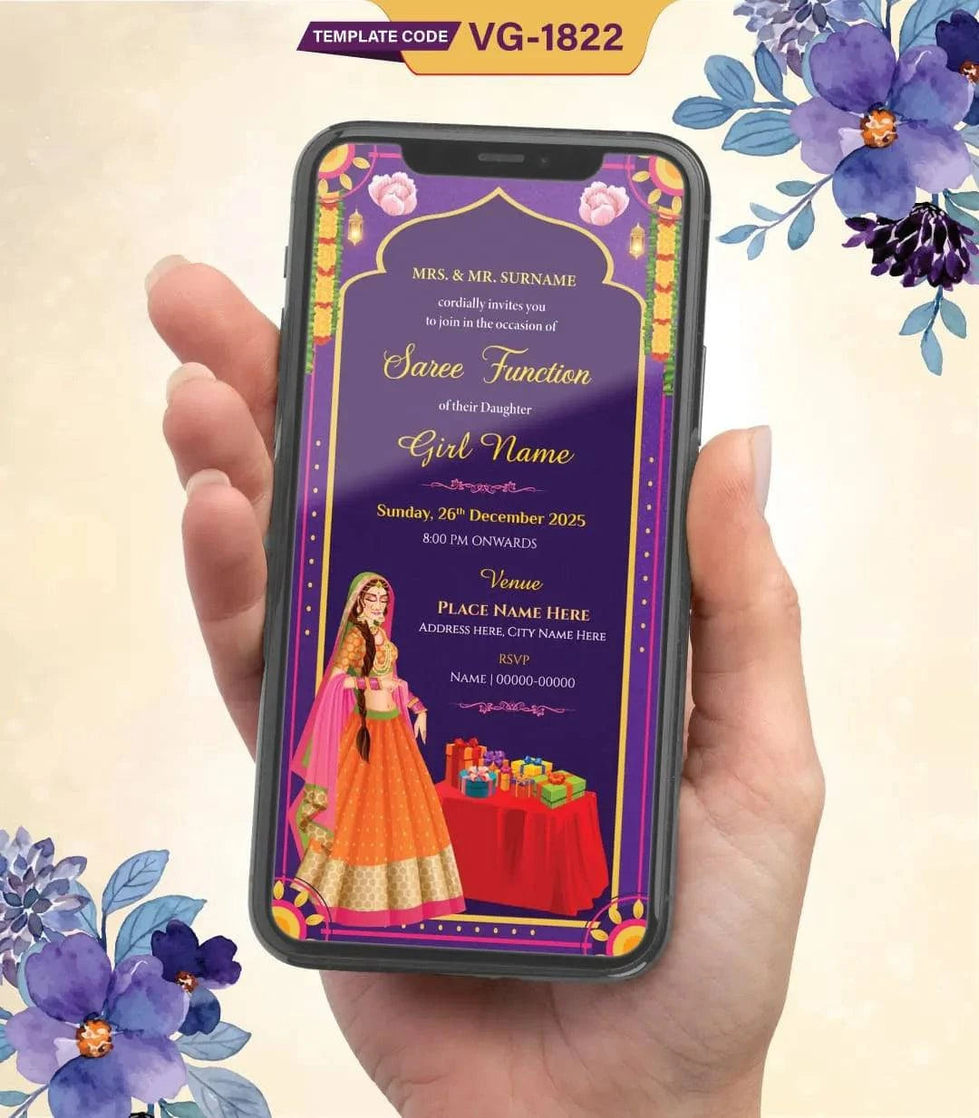 WhatsApp Half Saree Function Invitation