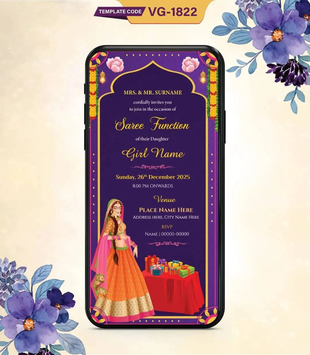 WhatsApp Half Saree Function Invitation