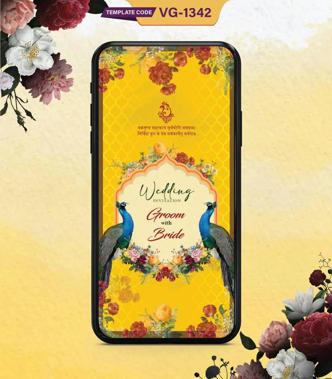 Yellow Theme Wedding Invitation Card