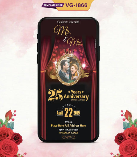 25th Wedding Anniversary Invitation Card