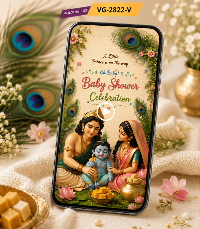 AI Animated Krishna Baby Shower Invitation Video