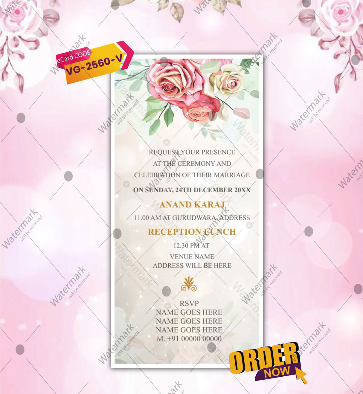 Anand Karaj Wedding Invite Video | Sikh Wedding e-Invitation | VG-2560-V