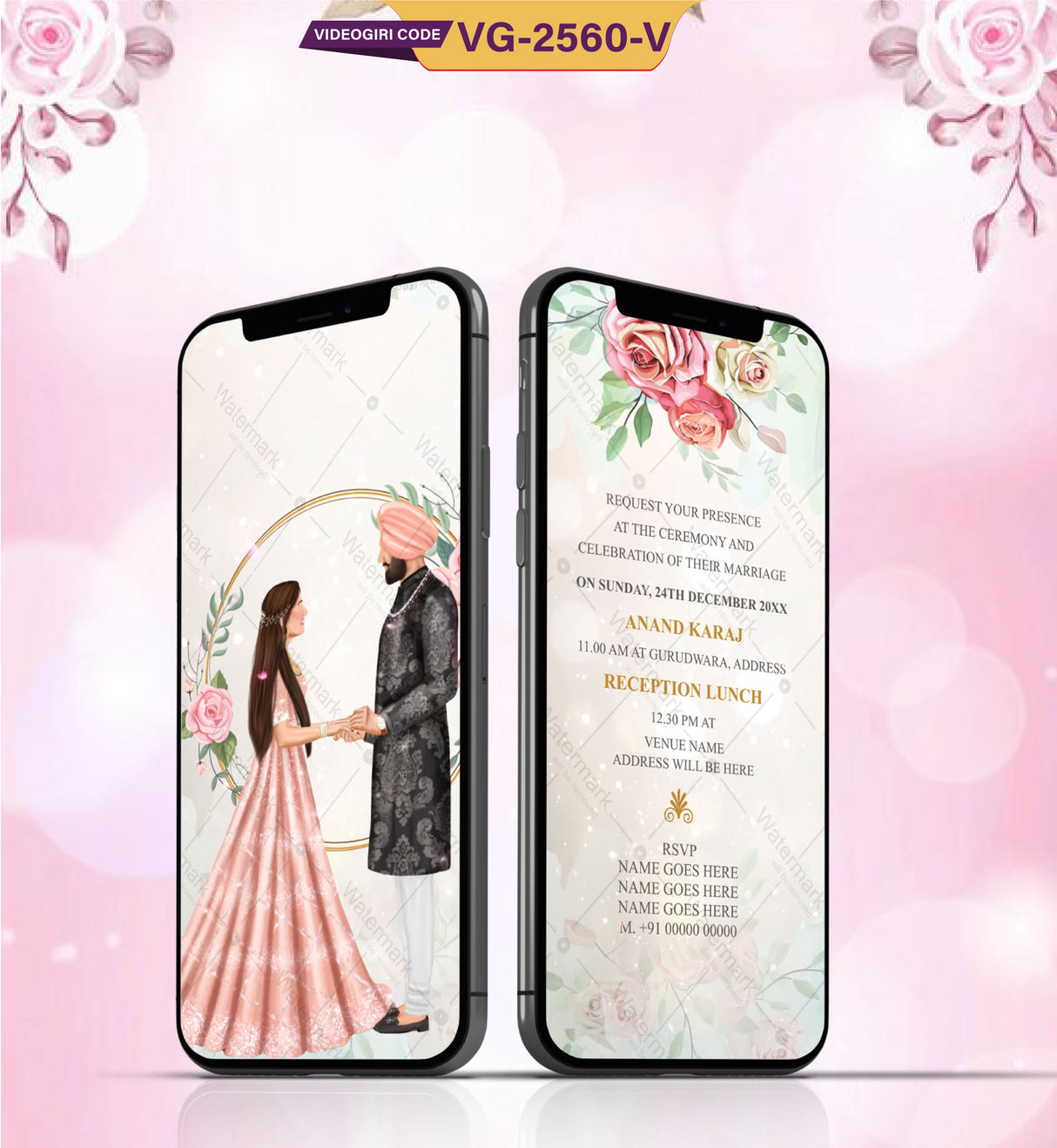 Anand Karaj Wedding Invite Video | Sikh Wedding e-Invitation | VG-2560-V