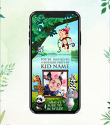 Animal Jungle Theme Birthday Invitation