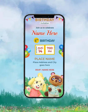 Animal Crossing Themed Birthday Invitation