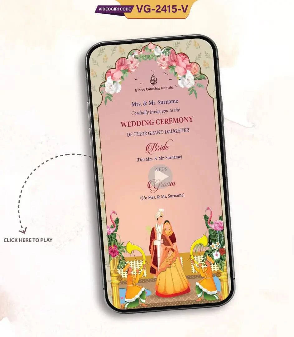 Animated Floral Theme Wedding Invite Video | VG-2415-V - VideoGiri