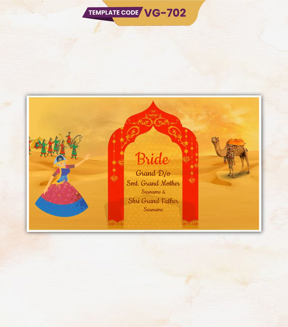 Animated Rajasthani Wedding Invitation Video | Puppet Theme with Traditional Music | VG-702