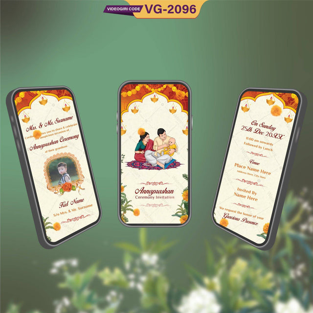 Annaprashan Ceremony Invitation Video | Rice Feeding Ceremony eInvite | Whatsapp Invite | VG-2096 - VideoGiri