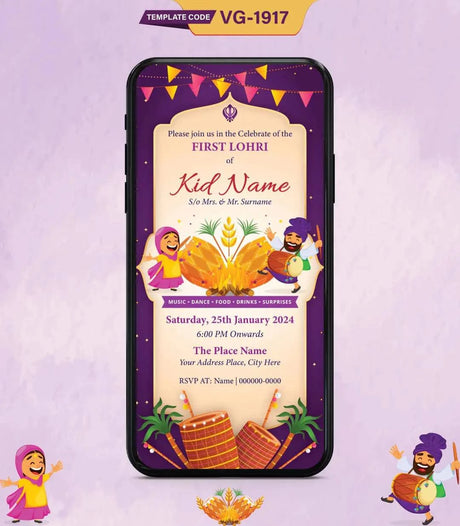 Baby 1st Lohri Invitation Card