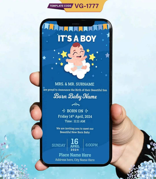 Baby Birth Announcement Invitation Card