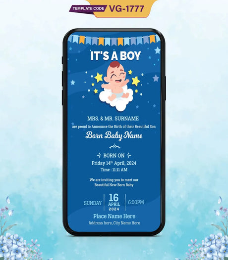 Baby Birth Announcement Invitation Card