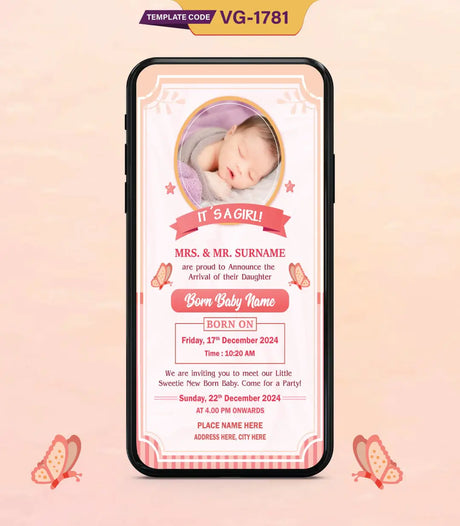 Baby Girl Birth Announcement 