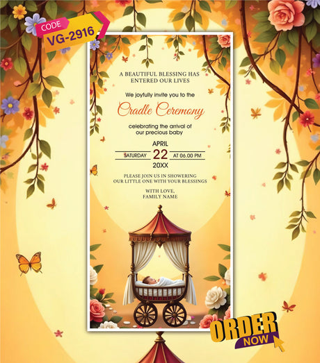 Baby Cradle Welcome Invitation Card