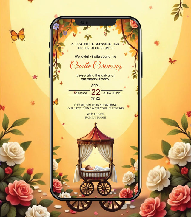 Baby Cradle Welcome Invitation Card